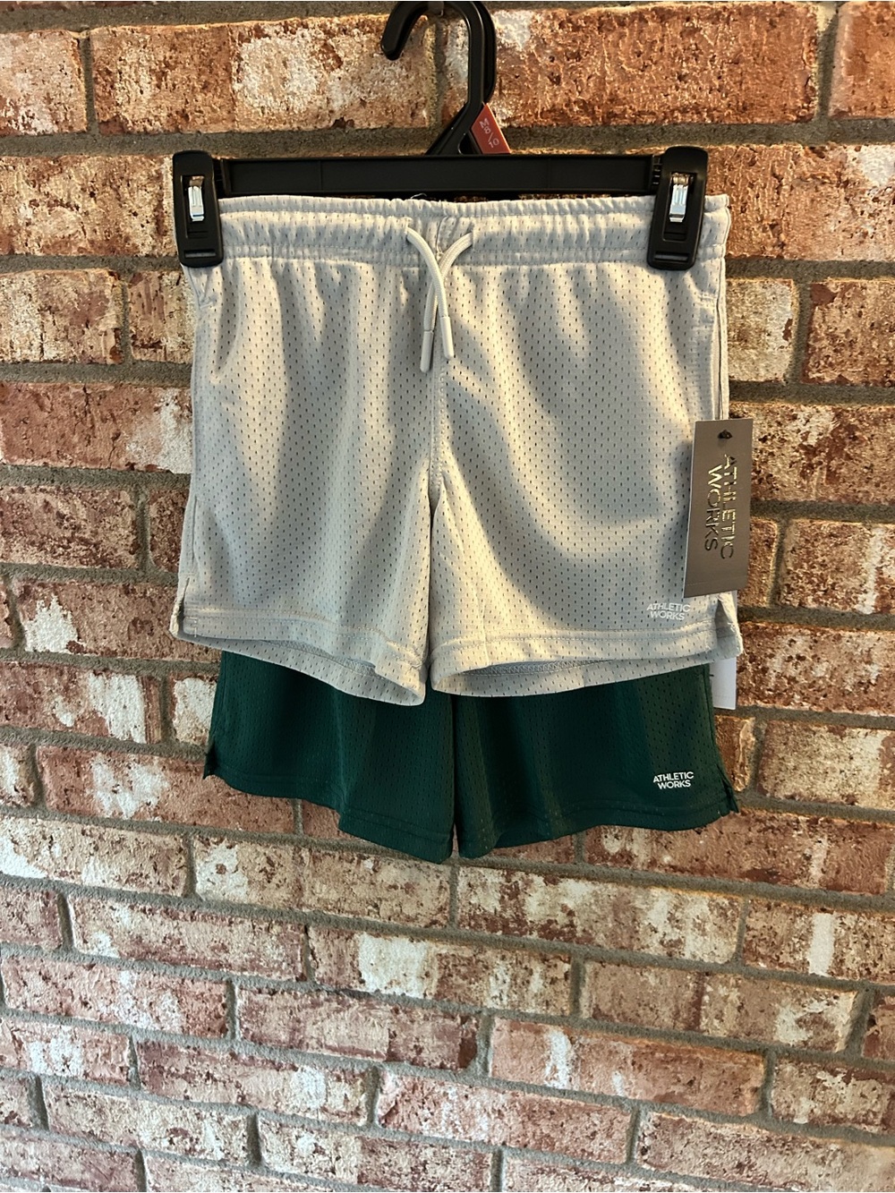 Athletic Works Men’s Mesh Double-Layer Shorts - Gray/Green
